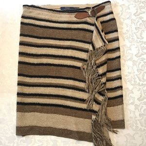 RALPH LAUREN,Polo Blue Tag, western fringe knit skirt, silk linen cotton, size S